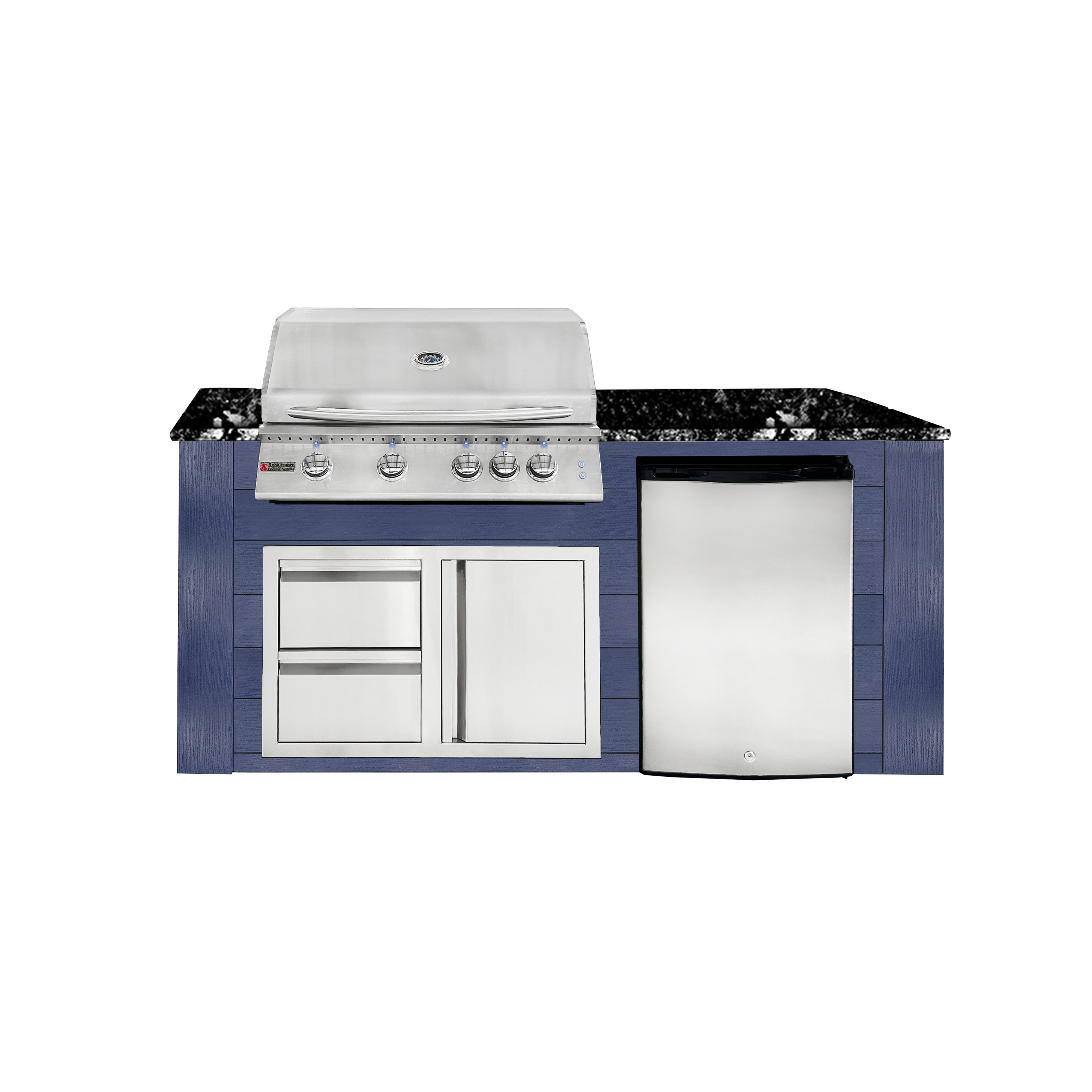 6ft black/blue, with lights, drawer/door combo