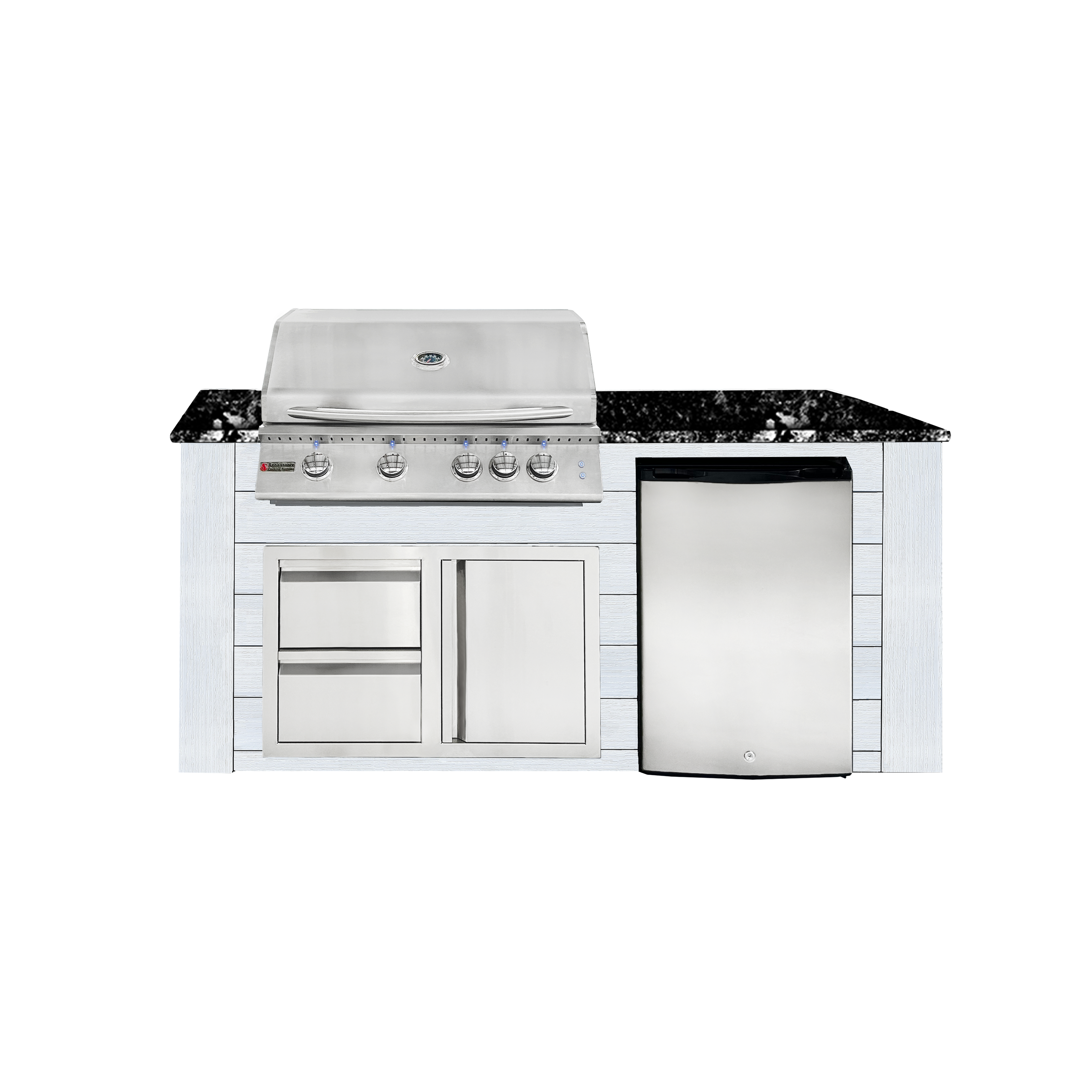6ft black/white, with lights, drawer/door combo
