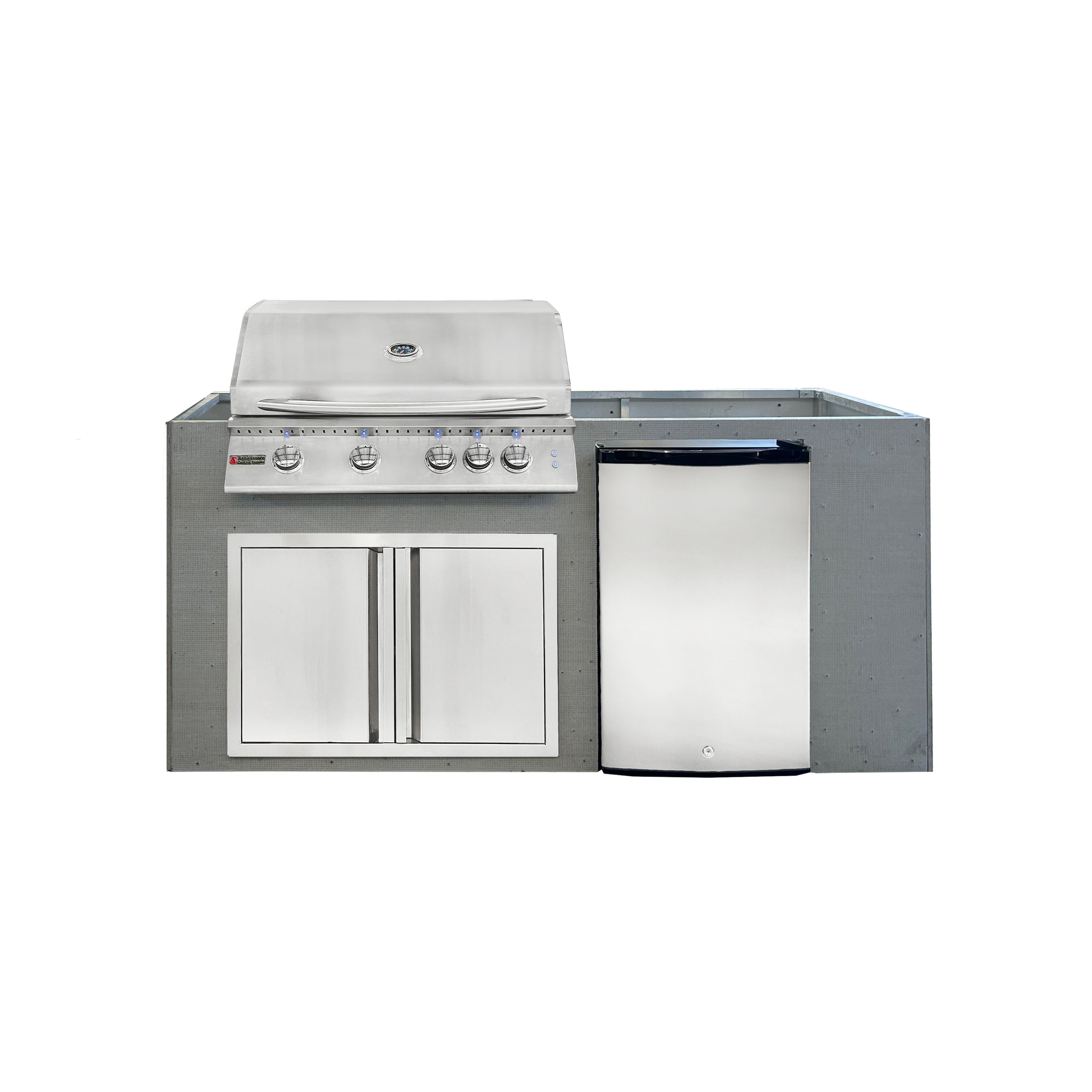 6ft unfinished, grill with LED lights, double-door storage