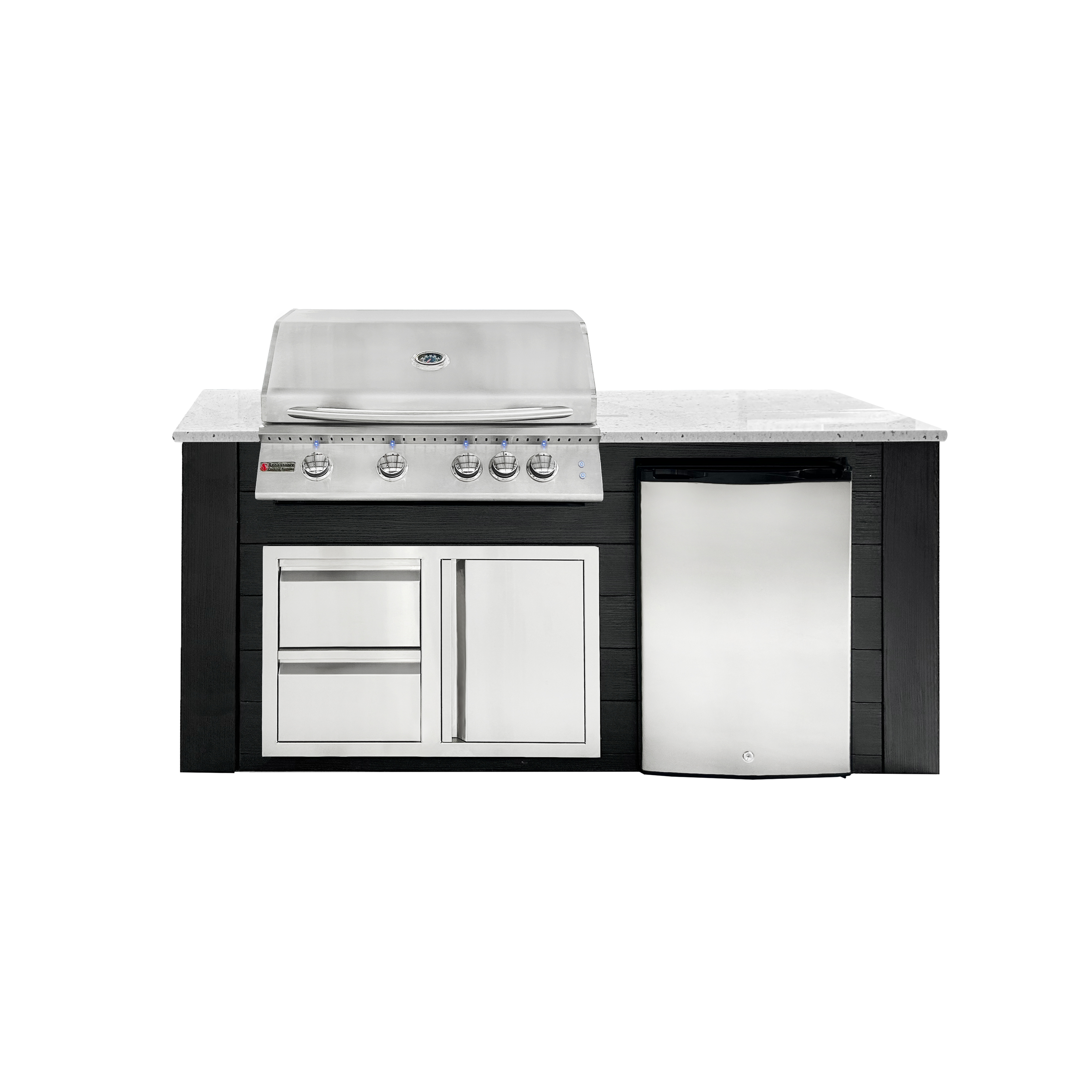 6ft white/black, with lights, drawer/door combo