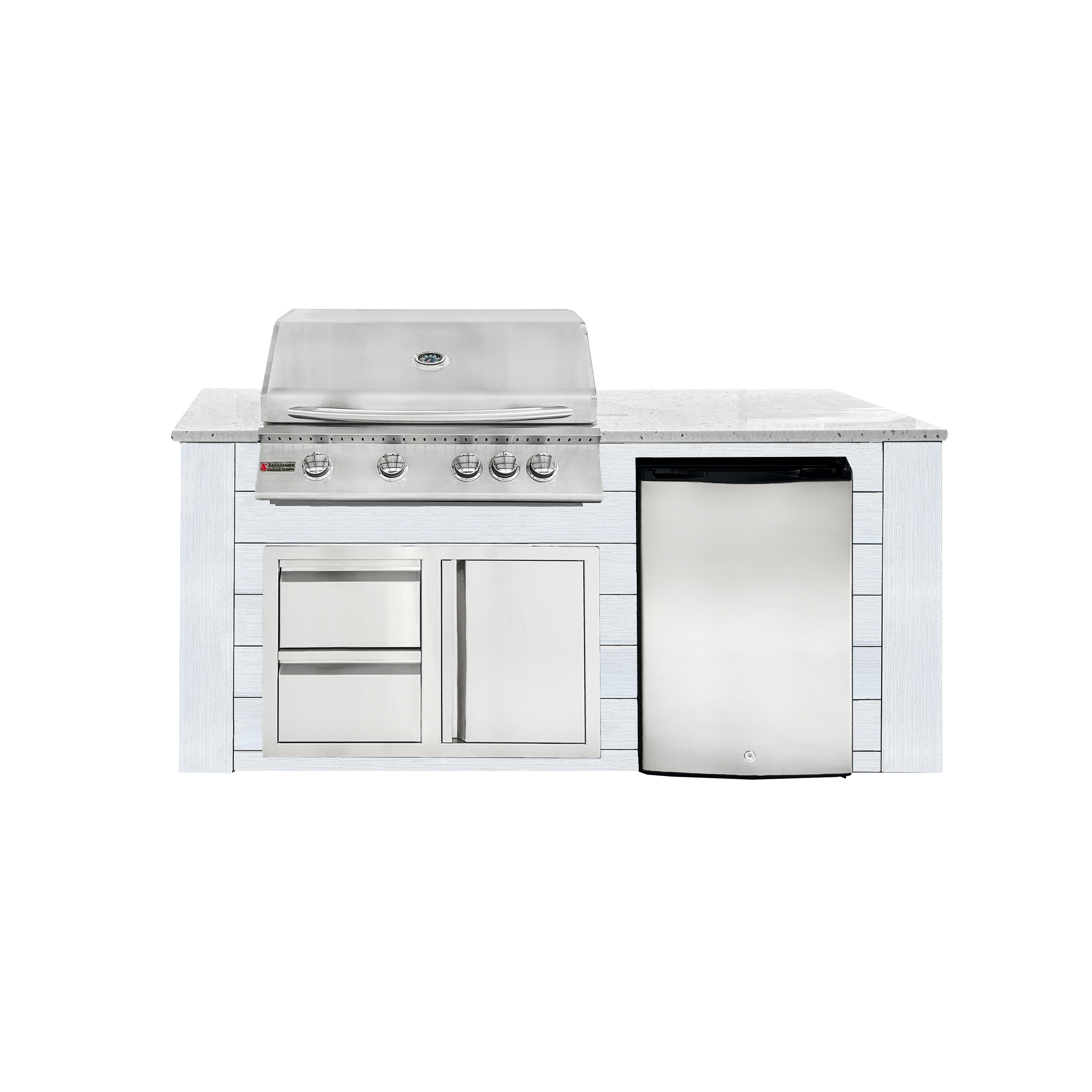 6ft white/white, no lights, drawer/door combo