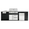 Renaissance Pro-Fit 8 ft. Pre-Fab Outdoor Kitchen Island – White Granite Countertop with Black PVC Paneling (RCS8WBLK)