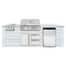 Renaissance Pro-Fit 8 ft. Pre-Fab Outdoor Kitchen Island – White Granite Countertop with White PVC Paneling (RCS8WWHT)