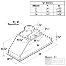 Victory Q1 30-Inch 600 CFM Insert Range Hood in Stainless Steel (Q1-30)
