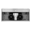 Undercabinet range hood underside with two fan motors and wiring compartment