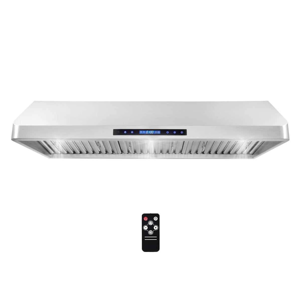 Stainless steel under-cabinet range hood with remote control