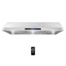 Stainless steel under-cabinet range hood with remote control