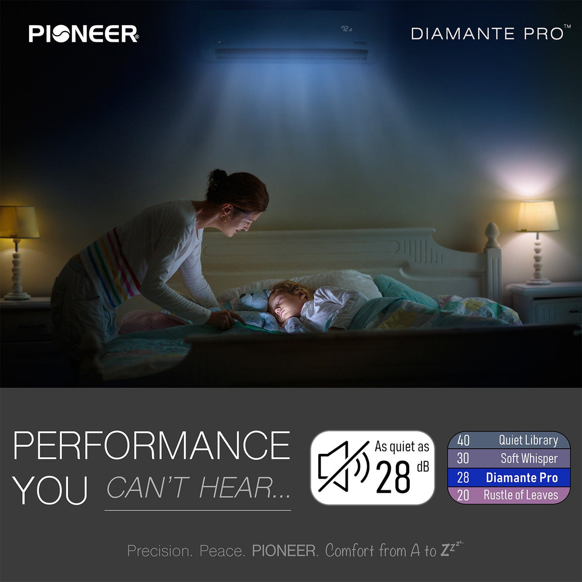 Wall-mounted ductless mini-split air conditioner with illuminated display and performance graphics