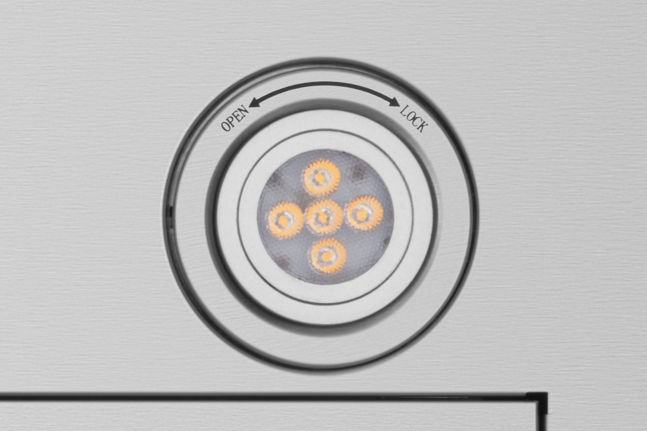 Stainless steel round vent cover with LED lights and open/lock markings