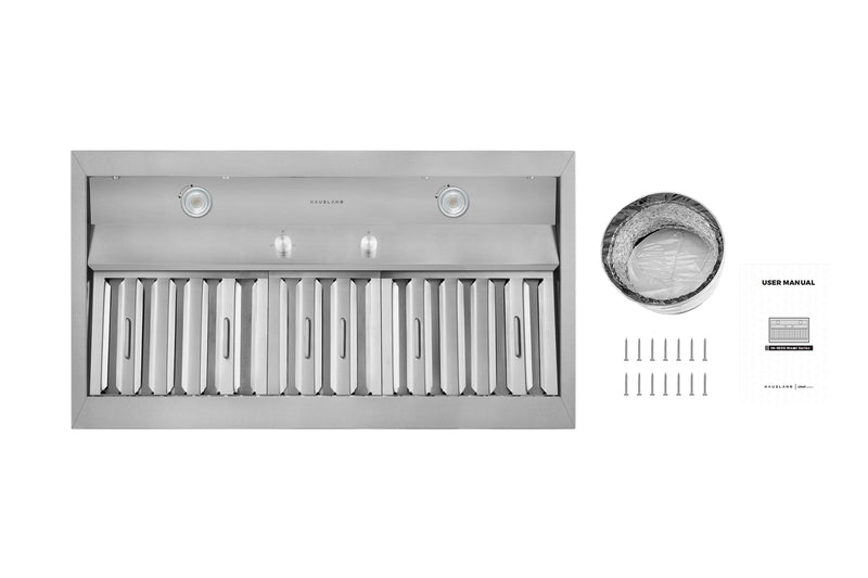 Hauslane Convertible Built-In Insert Range Hood in Stainless Steel, 18.5-Inch Deep (IN-R200)