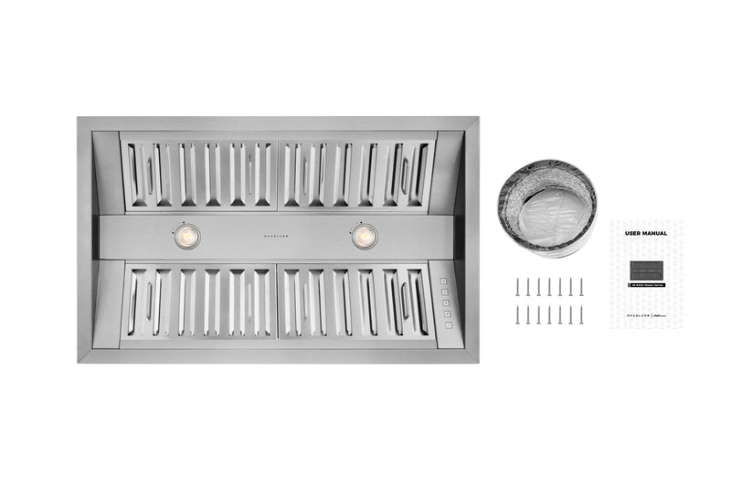 Hauslane 500 CFM Convertible Built-In Insert Range Hood in Stainless Steel, 21-Inch Deep (IN-R300)