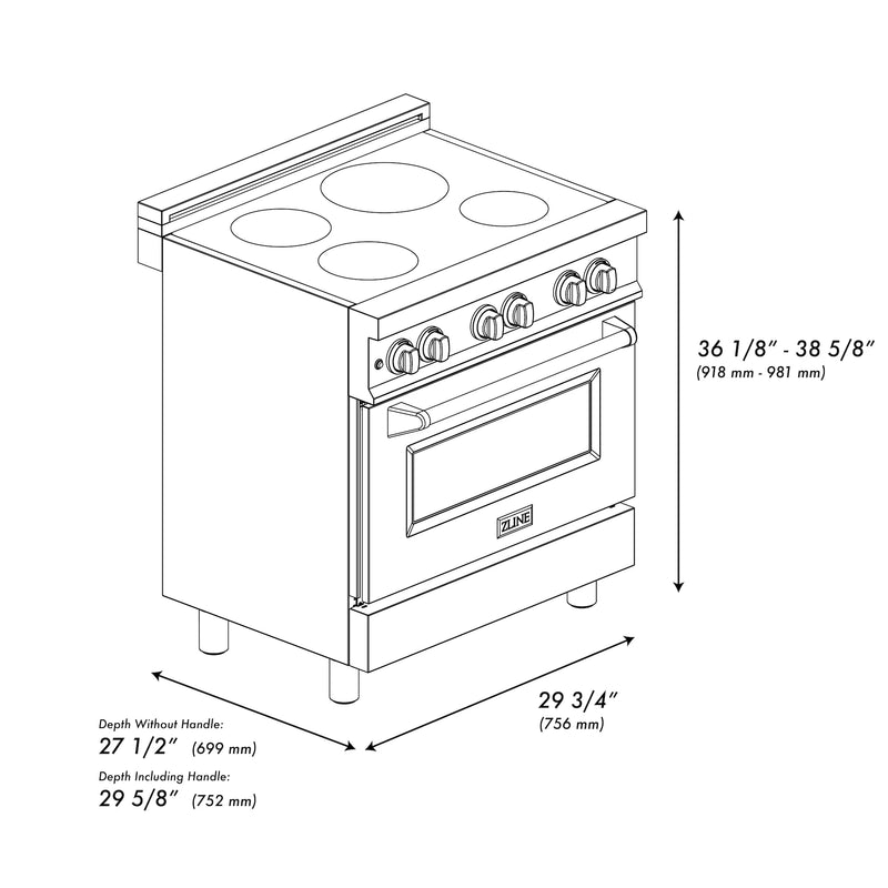ZLINE 30-Inch 4.0 cu. ft. Induction Range with a 4 Element Stove and Electric Oven in DuraSnow Stainless Steel with White Matte Door (RAINDS-WM-30)