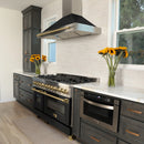 ZLINE Legacy Series Autograph Edition 48-inch Dual Fuel Range with Gas Stove and 6.0 Cu. Ft. Electric Oven in Fingerprint Resistant DuraSnow® Stainless Steel with Black Matte Door and Polished Gold Accents (RASZ-BLM-48-G)