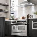 ZLINE 4-Piece Appliance Package - 48-Inch Legacy Autograph Dual Fuel Range, Wall Mount Range Hood, 36-Inch French Door Refrigerator with Water Dispenser, Dishwasher, in Stainless Steel with Matte Black Accents