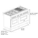 ZLINE 5-Piece Appliance Package - 48-Inch Legacy Autograph Dual Fuel Range, Wall Mount Range Hood, 36-Inch French Door Refrigerator with Water Dispenser, Dishwasher, and 30-Inch Microwave Drawer in Stainless Steel with Champagne Bronze Accents