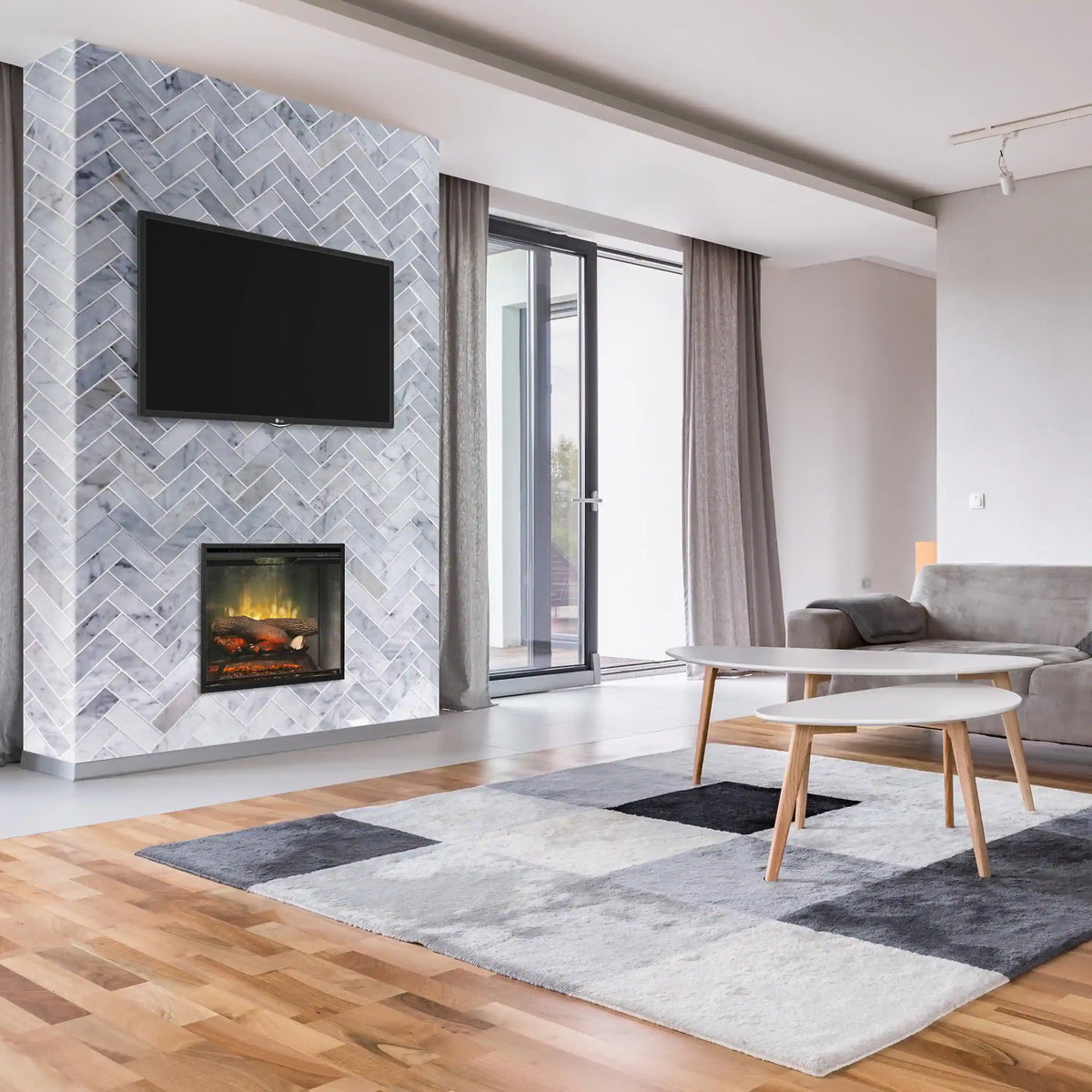 Dimplex Revillusion electric fireplace installation trim frame in black, wall-mounted