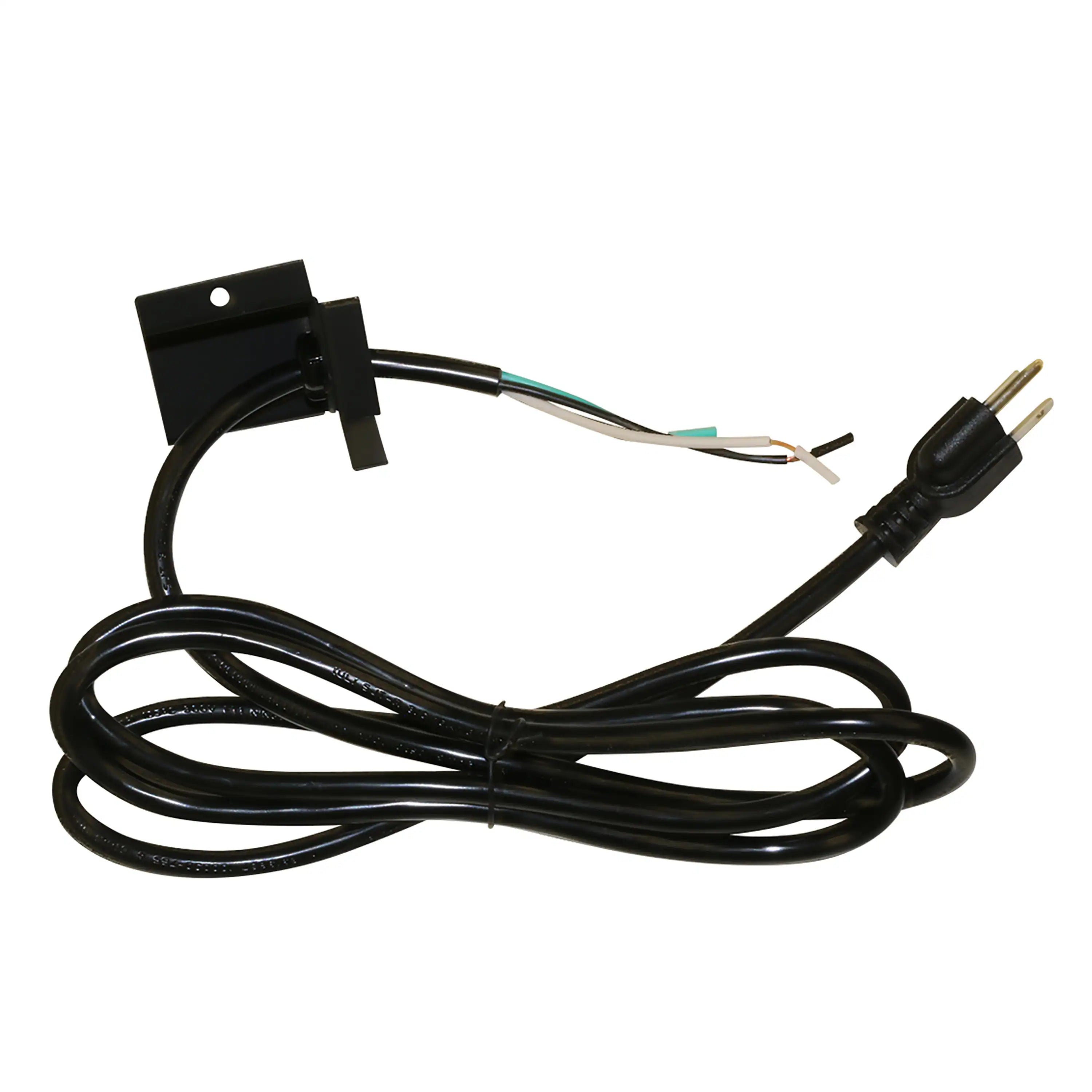 Black power cord with plug and connector for electric firebox