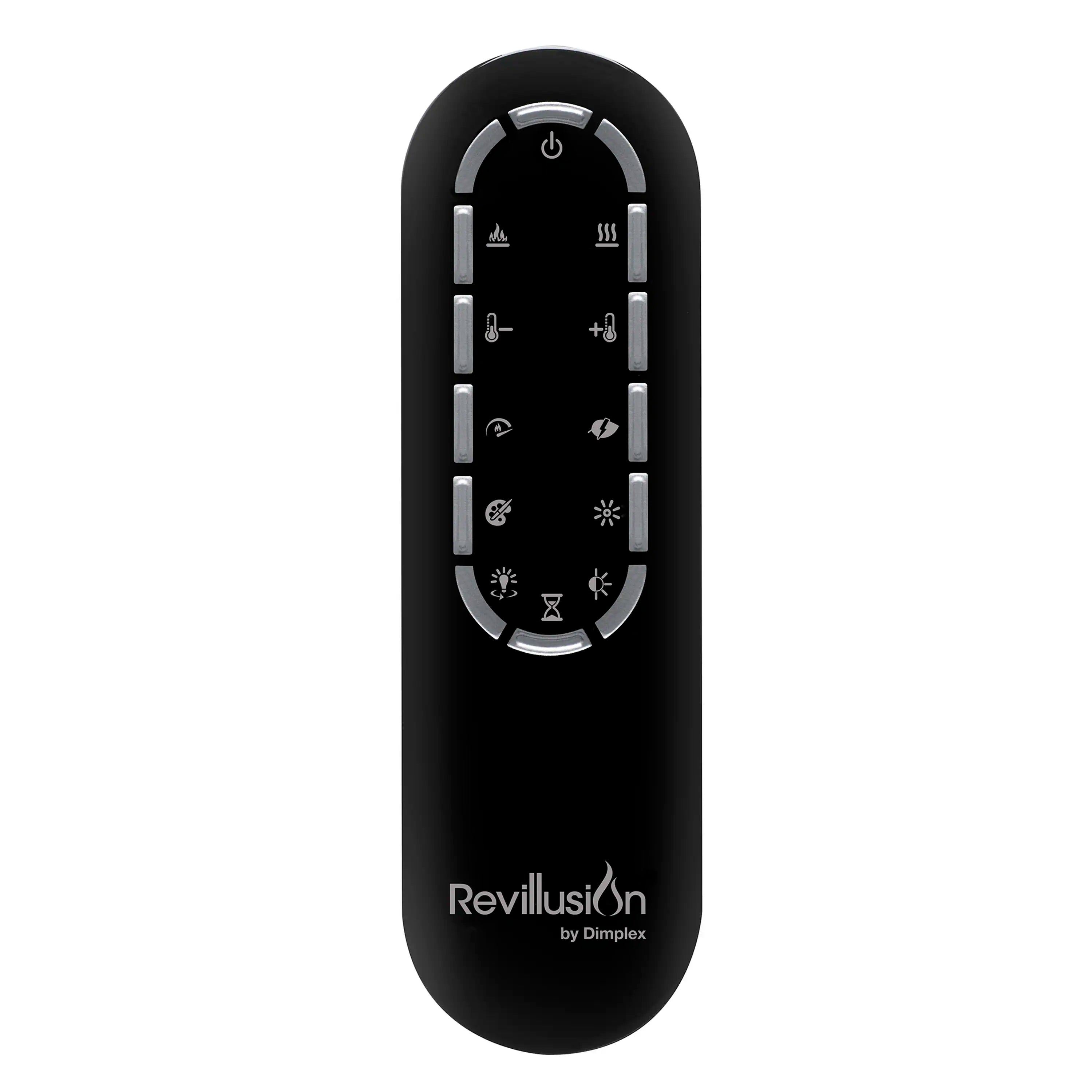 Black mood-maker remote with button icons for electric firebox