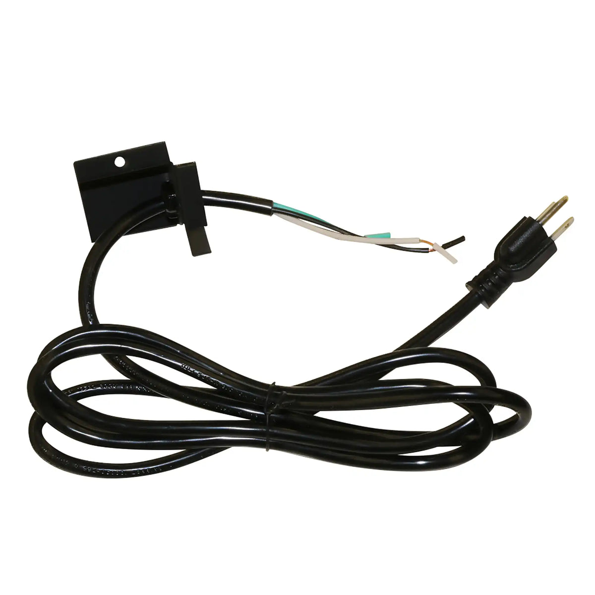 Electric firebox power cord with connector plug and inline wiring