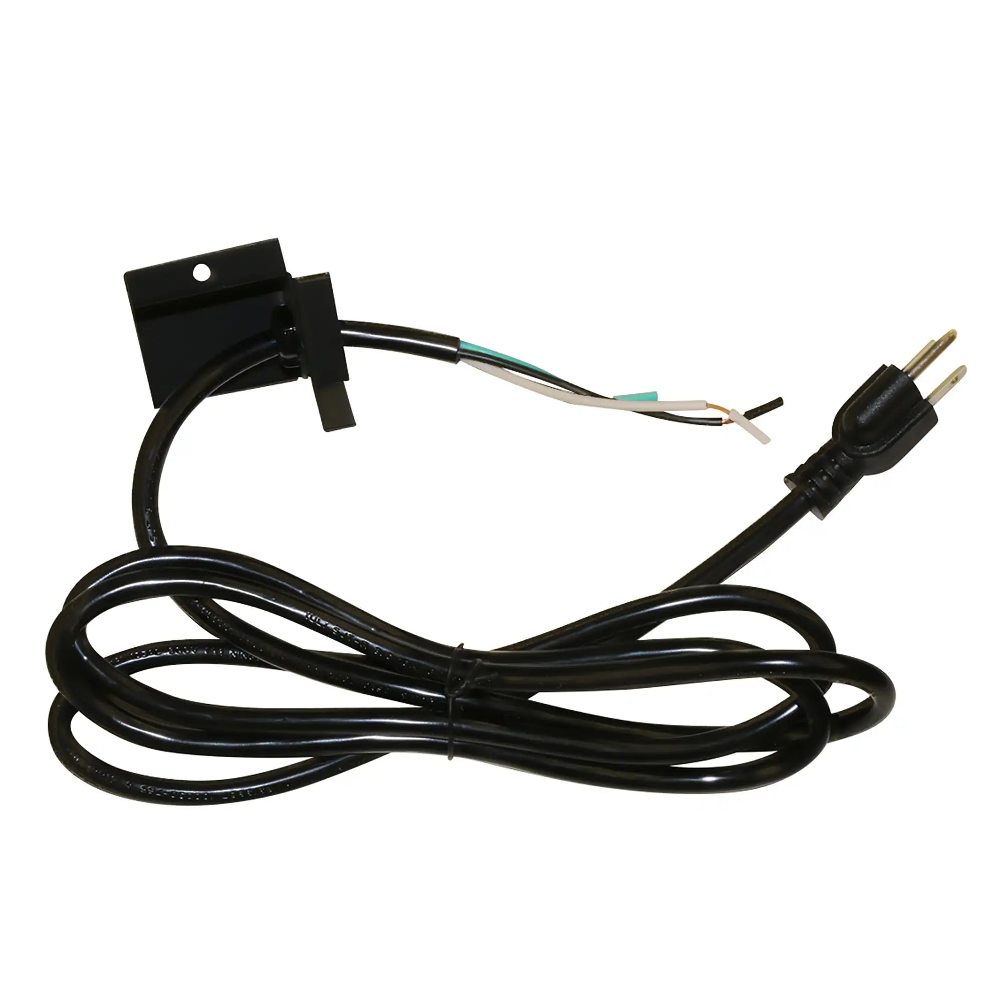 Electric firebox plug kit with black power cord and two-prong plug