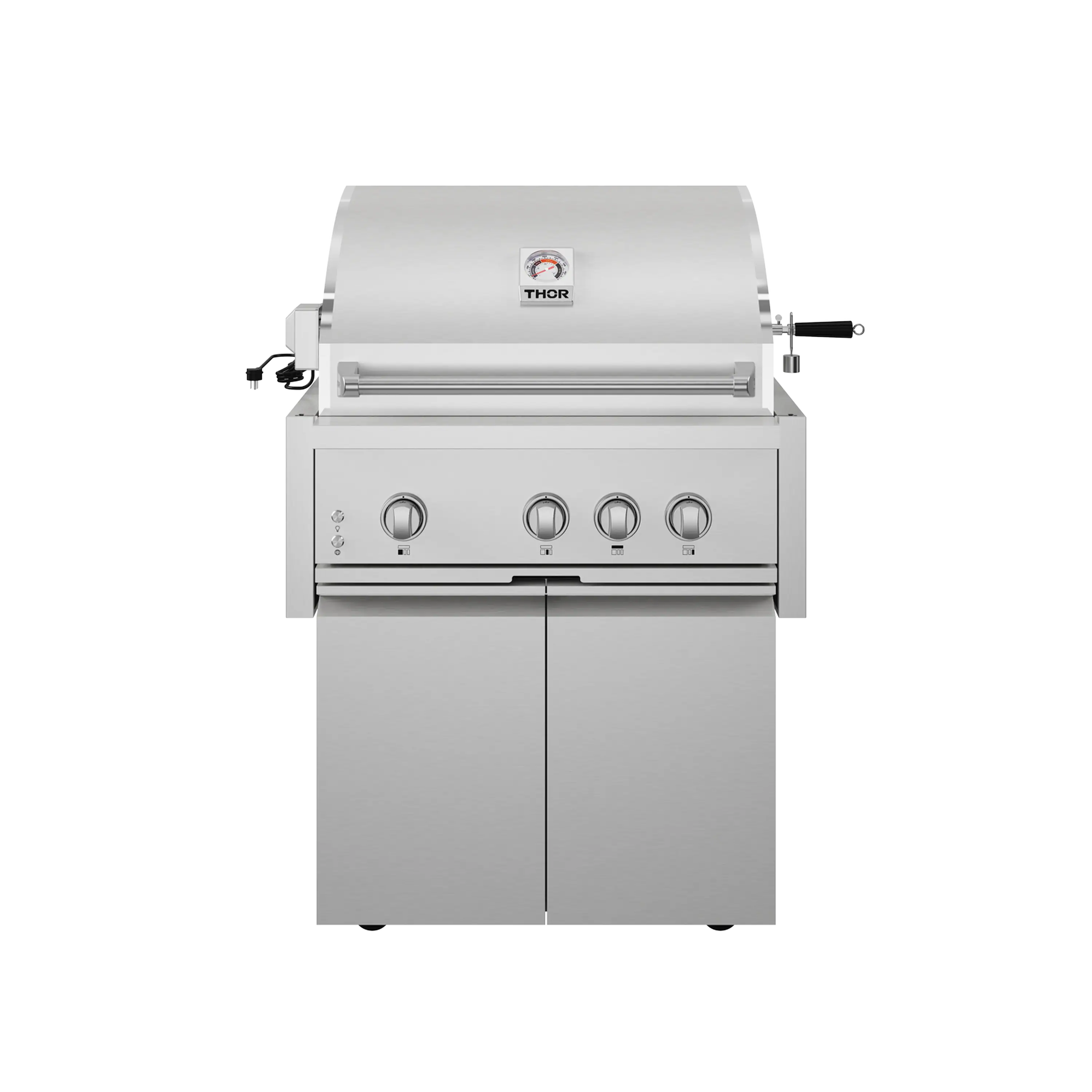 Stainless steel freestanding propane grill with front control knobs