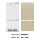 ZLINE Autograph Edition 36-Inch 19.8 Cu. Ft. Built-In Bottom Freezer Refrigerator with Water Dispenser and Ice Maker in Panel Ready with Polished Gold Accents (RBITZ-36-G)