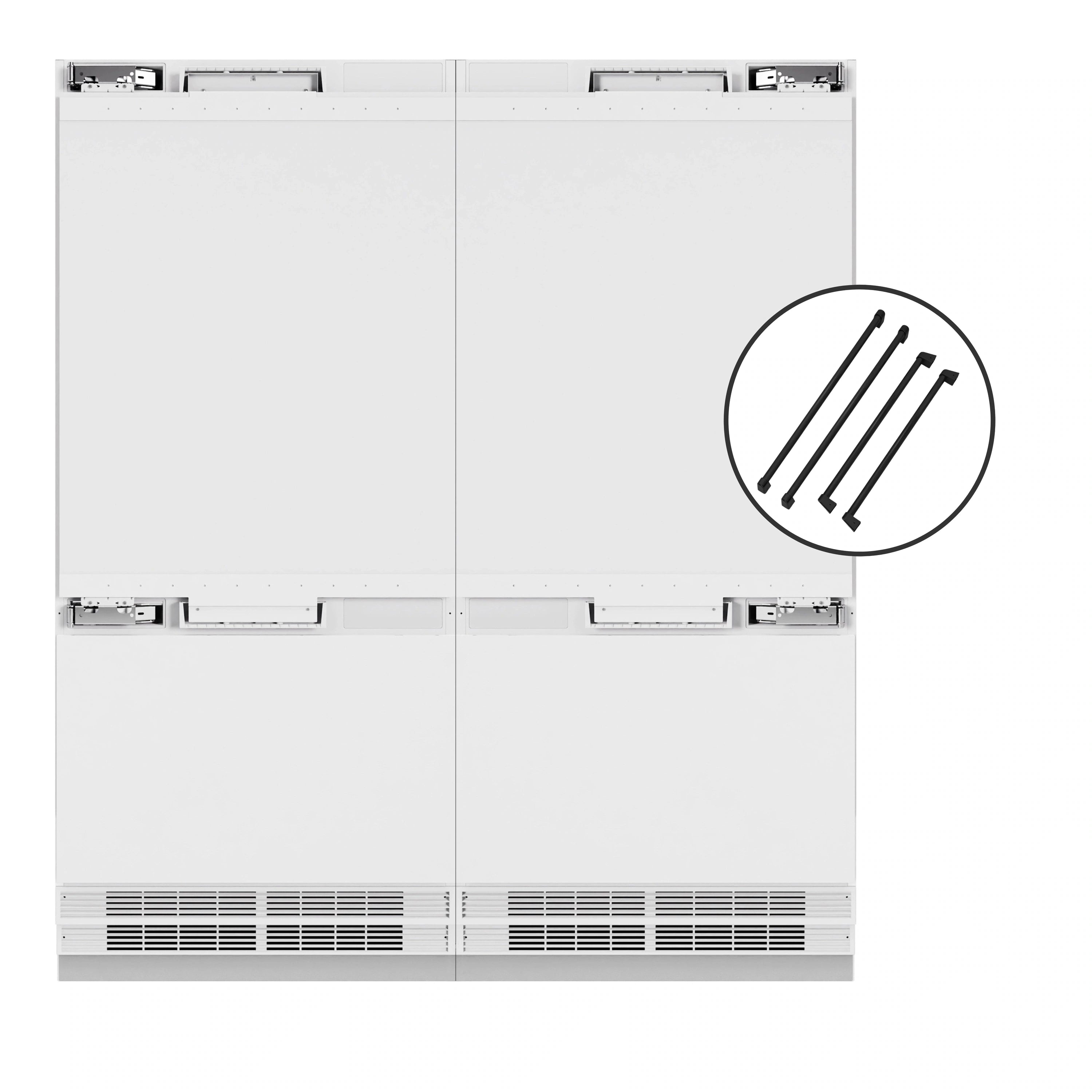 Panel-ready built-in refrigerator with two French doors and bottom freezer vent grilles
