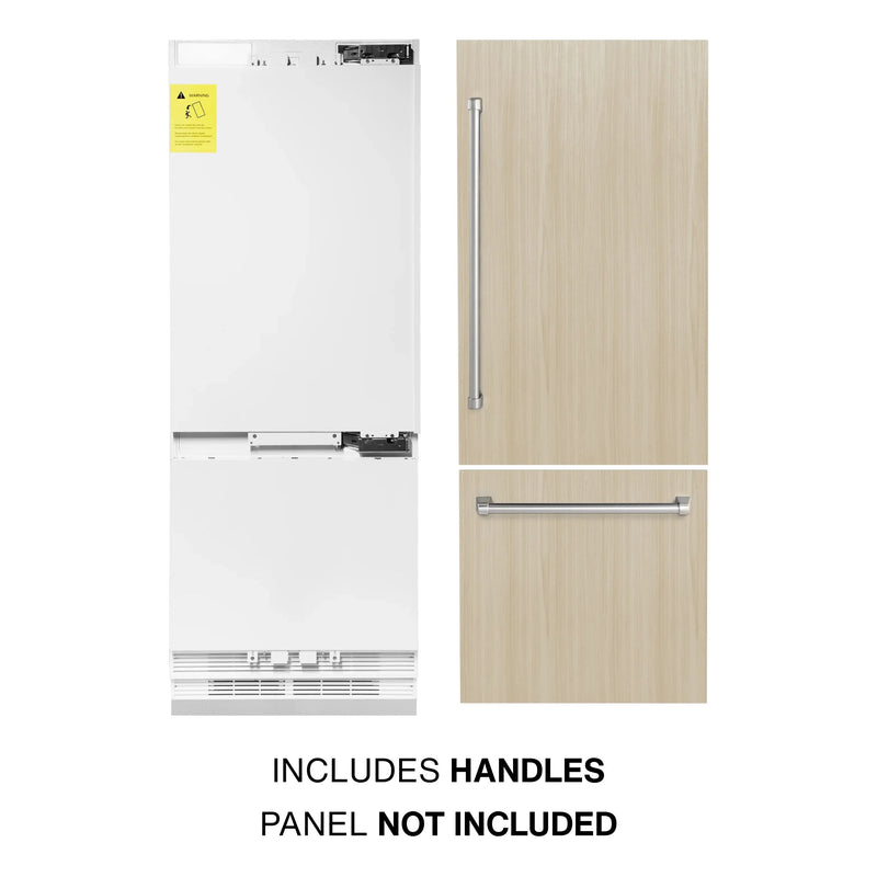 ZLINE 30-Inch Panel Ready 16.1 cu. ft. Built-In 2-Door Bottom Freezer Refrigerator with Internal Water and Ice Dispenser, with Stainless Steel Handles (RBIV-30-SS)