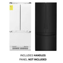ZLINE 36-Inch Panel Ready 19.6 cu. Ft. Built-In 3-Door French Door Refrigerator with Internal Water and Ice Dispenser with Black Stainless Steel Handles  (RBIV-36-BS)