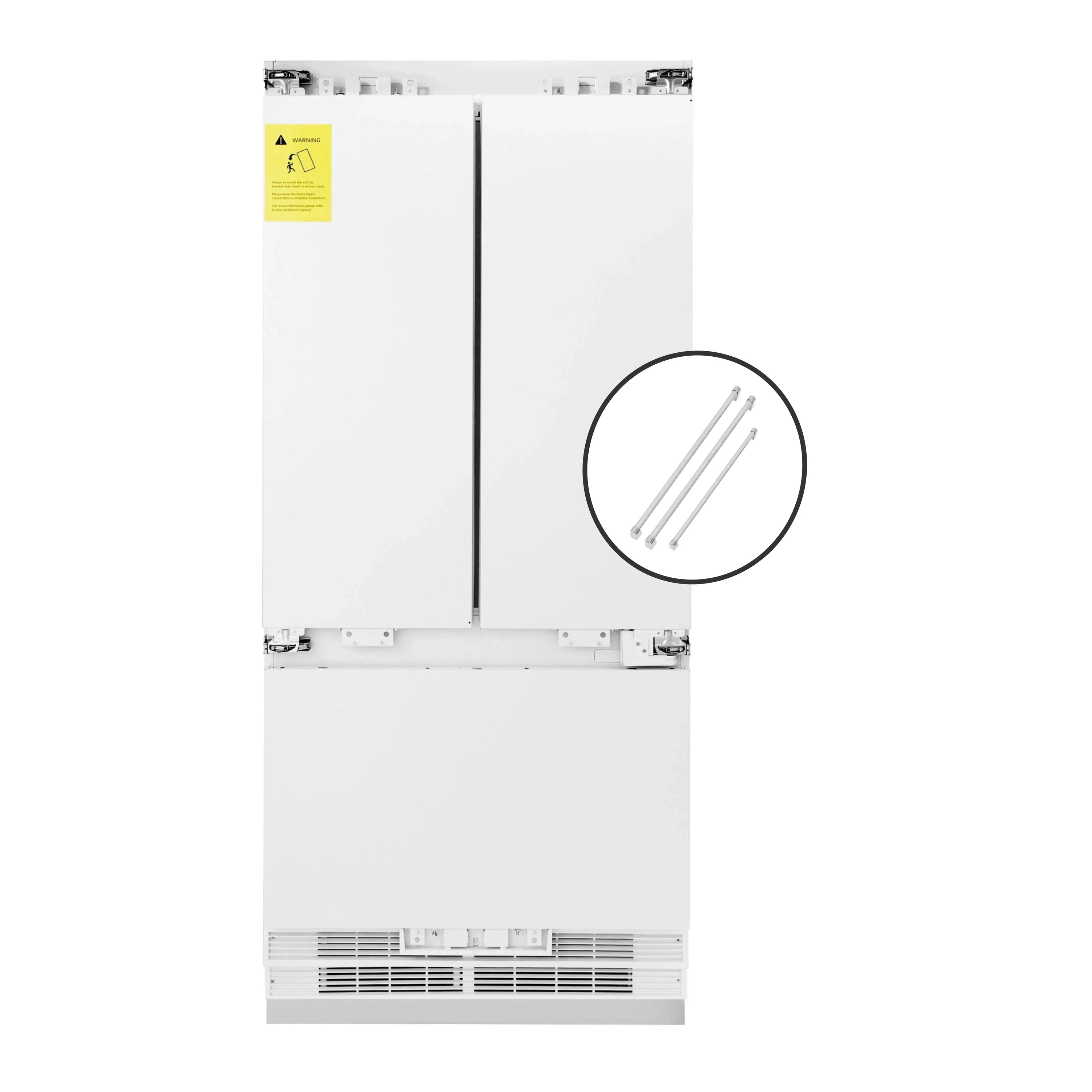 Built-in French door refrigerator, dispenser detail window with internal dispenser