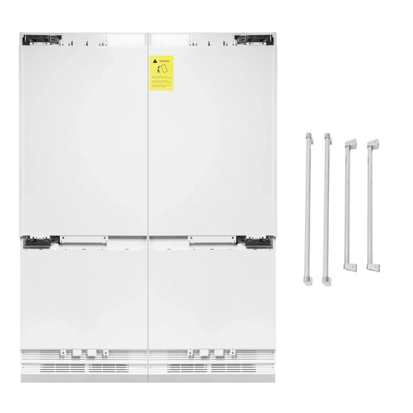 ZLINE 60-Inch Panel Ready Built-In 32.2 cu. ft. 4-Door French Door Refrigerator with Internal Water and Ice Dispenser, with Stainless Steel Handles (RBIV-60-SS)