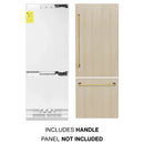 ZLINE Autograph Edition 30-Inch 16.1 cu. ft. Panel Ready Built-in 2-Door Bottom Freezer Refrigerator with Internal Water and Ice Dispenser with Polished Gold Handles (RBIVZ-30-G)