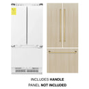 ZLINE Autograph Edition 36-Inch 19.6 cu. ft. Panel Ready Built-in 3-Door French Door Refrigerator with Internal Water and Ice Dispenser with Polished Gold Handles (RBIVZ-36-G)