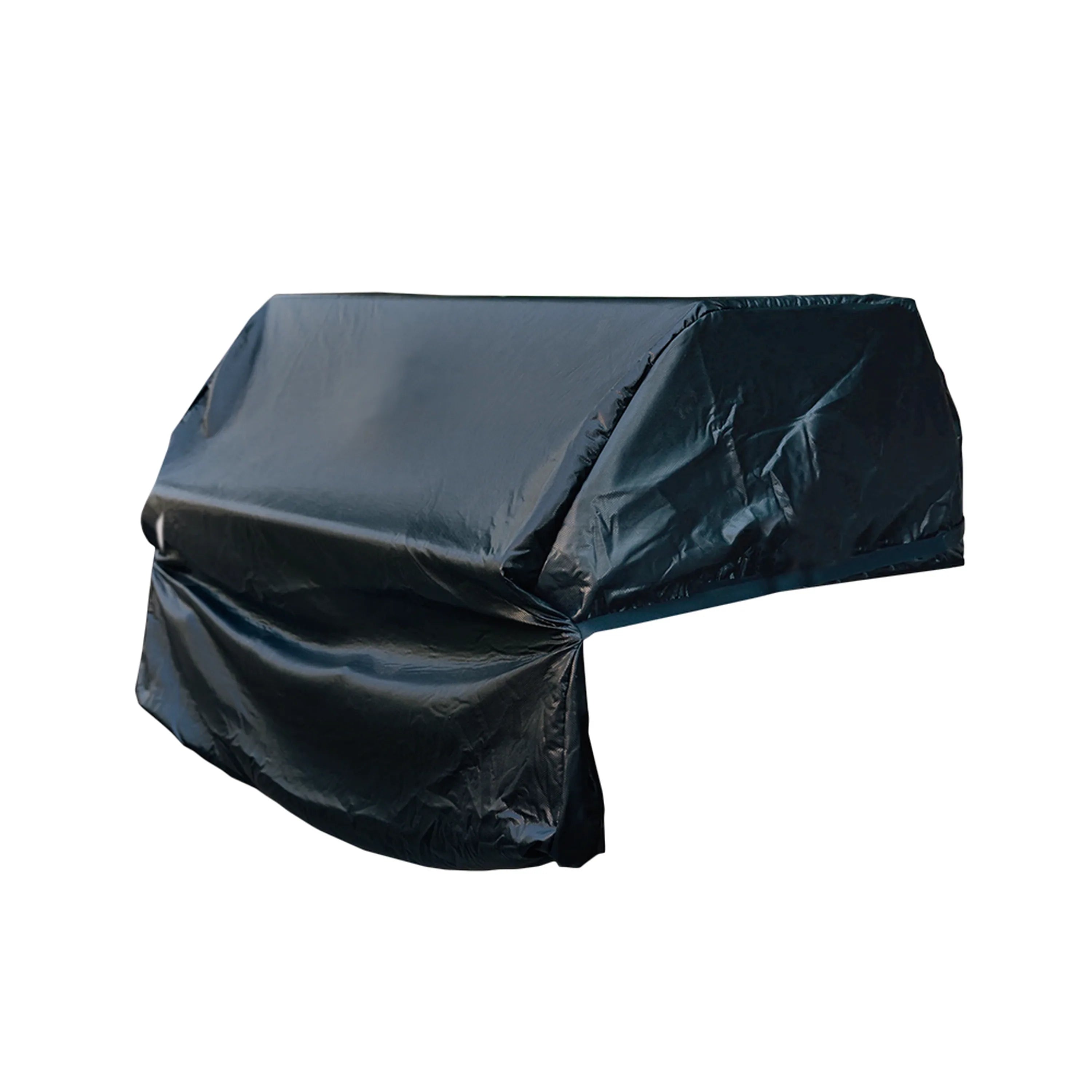 Dark vinyl cover for built-in unit, wrapped and fitted with crinkled texture