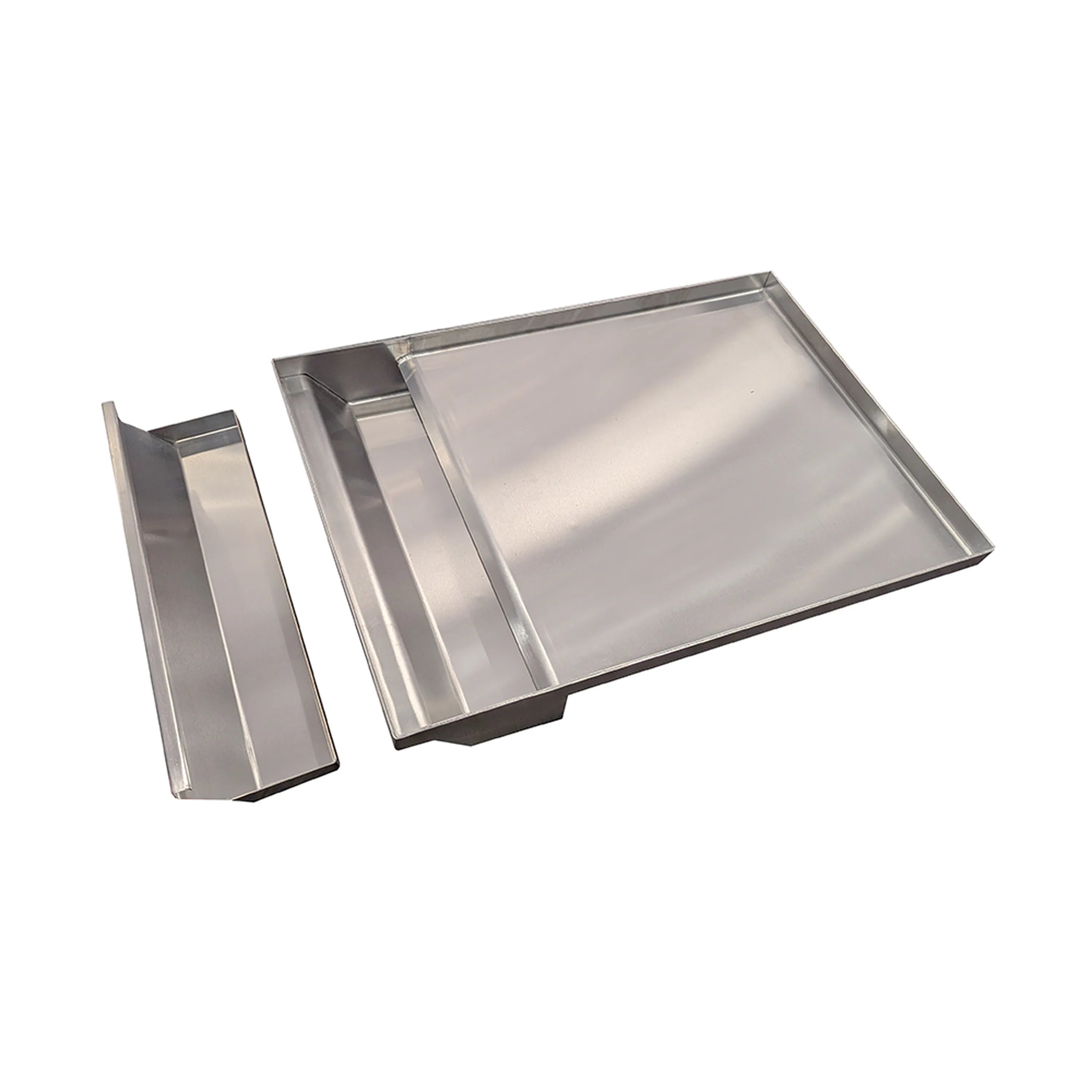 Dual-plate griddle with stainless steel tray and cast iron cooking plate