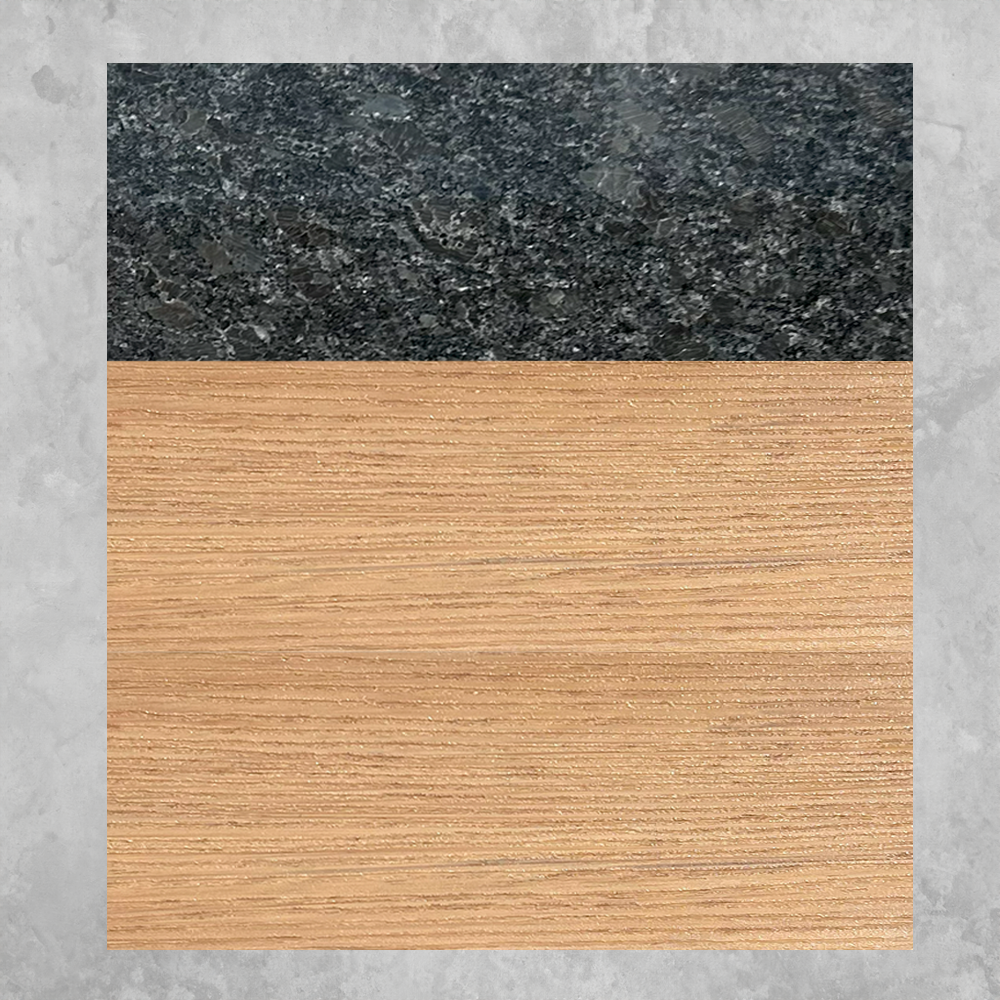 FINISH SWATCH - black granite with cedar cabinet