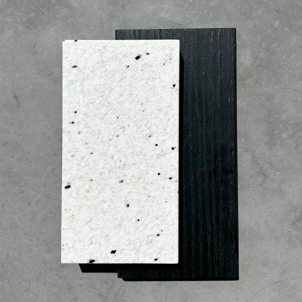 FINISH SWATCH 2 - white granite with black cabinet