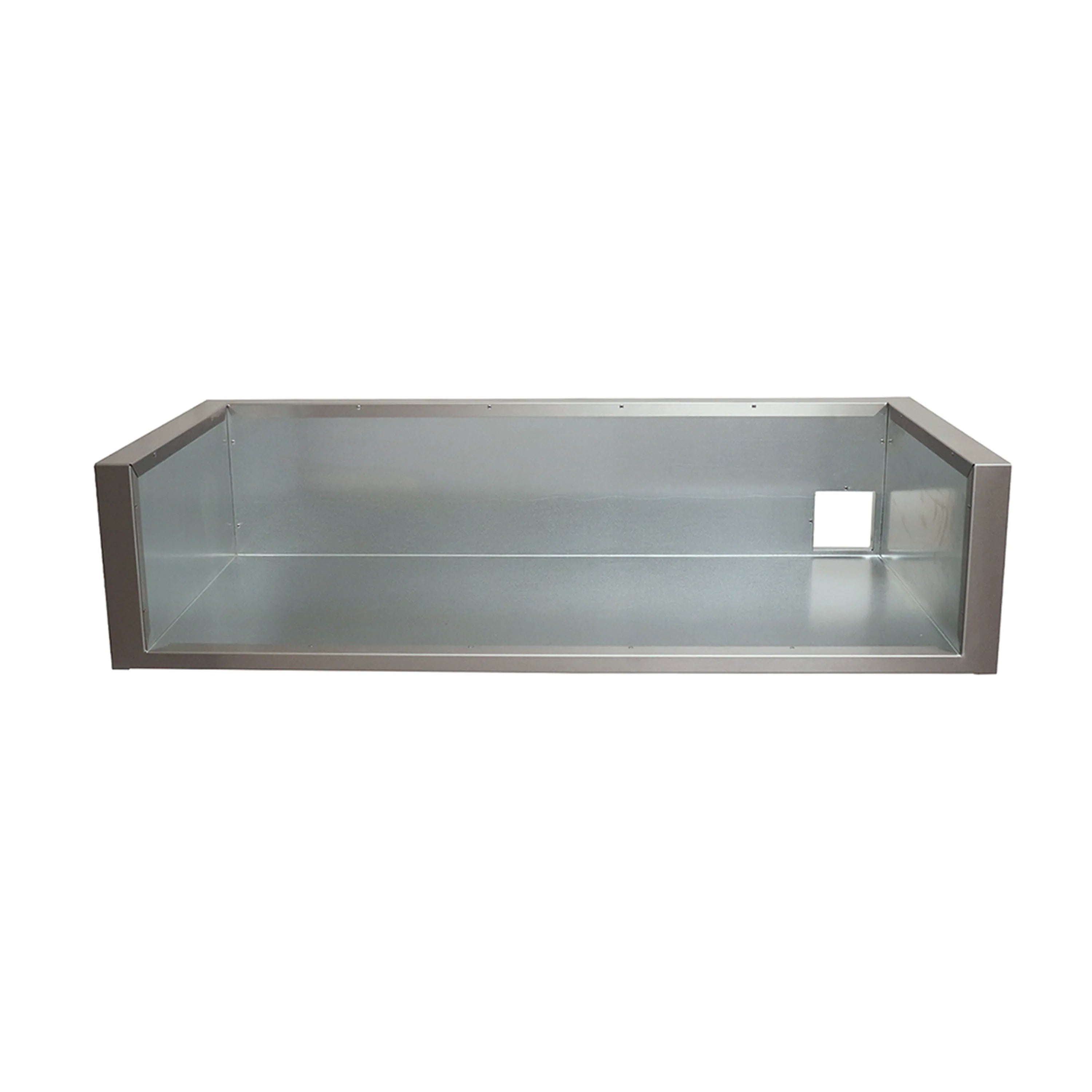 Stainless steel grill liner insert, rectangular open box with reflective interior