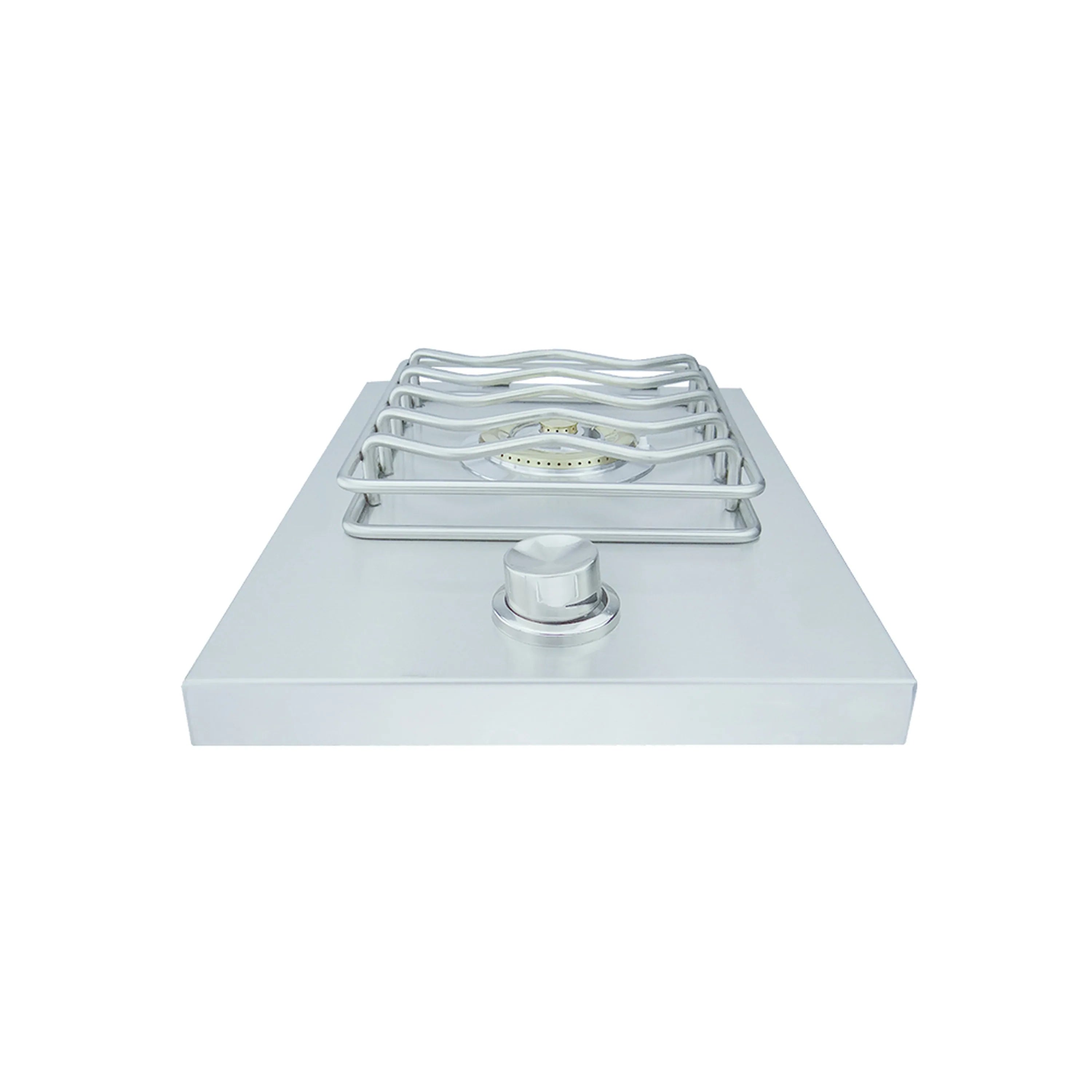 Stainless steel drop-in single gas burner base with burner grate and control knob