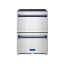Gordon Ramsay by Thor Kitchen 24-Inch Undercounter Built-In or Freestanding Drawer Refrigerator in Stainless Steel with Blue Trim (RF24U-BLU)