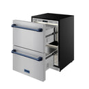 Gordon Ramsay by Thor Kitchen 24-Inch Undercounter Built-In or Freestanding Drawer Refrigerator in Stainless Steel with Blue Trim (RF24U-BLU)