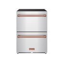 Gordon Ramsay by Thor Kitchen 24-Inch Undercounter Built-In or Freestanding Drawer Refrigerator in Stainless Steel with Rose Gold Trim (RF24U-RSG)