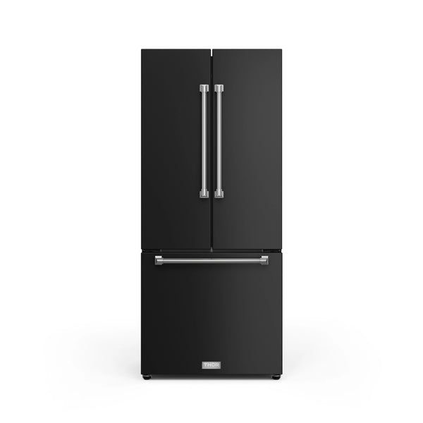 Thor Kitchen Gordon Ramsay Series 30-Inch 17.5 cu ft French Door Counter Depth Refrigerator with Ice Maker in Black with Stainless Steel Trim (RF3017FFD00-SS)