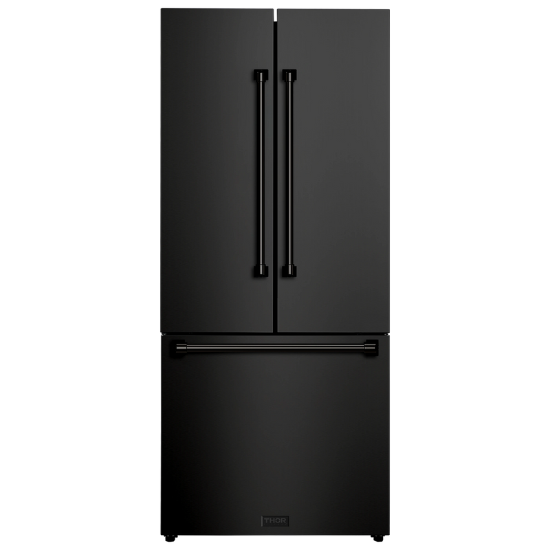 Thor Kitchen Gordon Ramsay Series 30-Inch 17.5 cu ft French Door Counter Depth Refrigerator with Ice Maker in Black (RF3017FFD00)