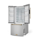 Gordon Ramsay by Thor Kitchen 30-Inch 17.5 cu ft French Door Counter Depth Refrigerator with Ice Maker in Stainless Steel with Bronze Trim (RF3017FFD99-BRZ)