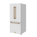 Gordon Ramsay by Thor Kitchen 30-Inch 17.5 cu ft French Door Counter Depth Refrigerator with Ice Maker in White with Bronze Handles (RF3017FFDW-BRZ)
