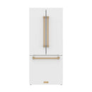 Gordon Ramsay by Thor Kitchen 30-Inch 17.5 cu ft French Door Counter Depth Refrigerator with Ice Maker in White with Bronze Handles (RF3017FFDW-BRZ)