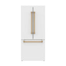 Gordon Ramsay by Thor Kitchen 30-Inch 17.5 cu ft French Door Counter Depth Refrigerator with Ice Maker in White with Bronze Handles (RF3017FFDW-BRZ)