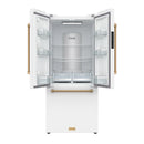 Gordon Ramsay by Thor Kitchen 30-Inch 17.5 cu ft French Door Counter Depth Refrigerator with Ice Maker in White with Bronze Handles (RF3017FFDW-BRZ)