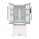 Gordon Ramsay by Thor Kitchen 30-Inch 17.5 cu ft French Door Counter Depth Refrigerator with Ice Maker in White with Rose Gold Handles (RF3017FFDW-RSG)